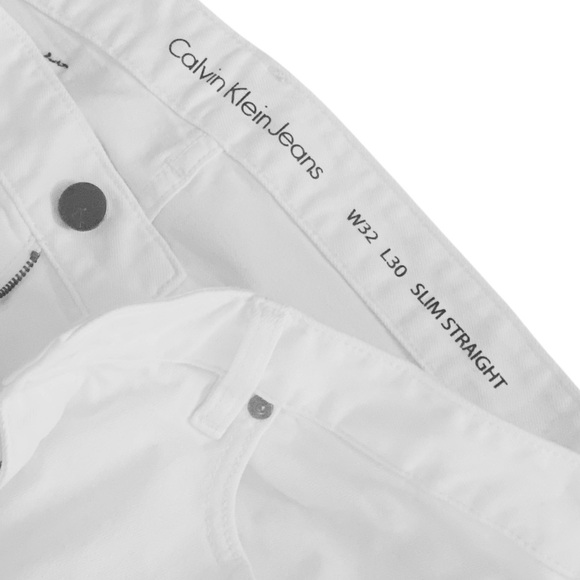 Calvin Klein Slim Straight Jeans White Denim Jeans Straight Leg Jeans 30 x 32 - Picture 3 of 8
